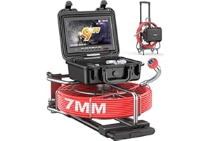 Dnenellr Telecamera Ispezione Tubi 1080P con Asta di Trazione e Ruote, Videoispezione per Tubazioni con Trasmettitore da 512 Hz, Autolivellante, Contametri, DVR, Sonda Ispezione con Telecamera 30M