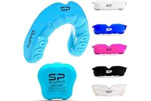 SialPro Mouth Guards for Boxing Men Adult Youth Junior Mouldable Rughby Sports Slim Fit Boil and Bite Gum Shield with Box MMA Hockey Basketball Muay Thai Football (Junior (<11 Years), Baby Blue)