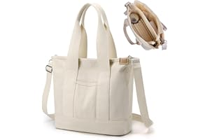 Aucuu Torebka płócienna, damska torba na ramię, płócienna, torba na ramię, torba na ramię z zamkiem błyskawicznym, na co dzień, do szkoły, na zakupy, do pracy, na podróż