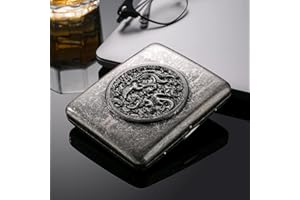 OHAODUO Srebrna papierośnica w stylu retro, vintage, metalowa, na 20 papierosów, stal nierdzewna, 20 papierosów, dla mężczyzn, kobiet, mężczyzn (longfeng)