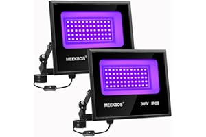 Luce Nera UV, MEEKBOS 2 Pezzi 30W Faretto UV LED con Spina, IP66 Impermeabile Faretto Ultravioletta,385-400nm Black light per Festa,Pittura Fluo,Poster Fluorescente,Bar,Halloween,Party,Discoteca