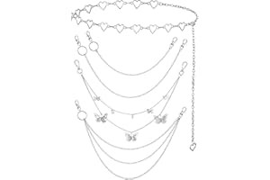 Jadive 5 Pieces Chain Belt Jeans Pants Chain Pocket Waist Chain Multi-Layer Hip Hop Metal Wallet Chain for Men Women