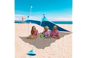 CALISTOUK Tienda de Playa, Tienda de Campaña de Playa, Sombrilla de Playa Portátil con 2 Postes|1 Bolsa de Transporte, UPF 50+ Protección UV para La Playa Camping Pesca Jardín Exterior