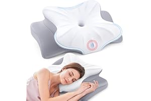 Subtail Cuscino Cervicale, Cuscino Ergonomico in Memory Foam per Dormire, Adatto a Qualsiasi Posizione di Sonno, Cuscino per Supporto Cervicale con Federa Sfoderabile e Lavabile