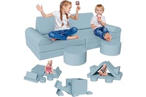 Clevich Divano Modulare Per Bambini, 15 Pezzi Divani Trasformabile, Divano da Gioco per Bambini, Mobili Creativi per Zona Notte e Sala Giochi, Velluto a Coste (Blu)