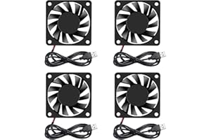 DORHEA 4 Stück 6010 Lüfter 60x60x10mm DC 5V, bürstenloser Ersatzkugellager Lüfter 60mm für DIY-PC-Gehäuselüfter USB Anschluss. Ideal zum Kühlen