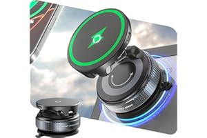 CloudValley Bezprzewodowa ładowarka samochodowa 15 W, ulepszona podstawa nano-żelowa, magnetyczny uchwyt na telefon, mocny chwyt na szorstkich powierzchniach, szybkie ładowanie