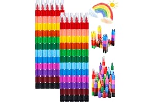 Friedwohl 12 Stück Stapelbare Wachsmalstifte, Kinder Malstifte Spielzeug, 12 Farben Baustein Buntstifte, Sicherheit und Ungiftig Regenbogen Stift, kinder Malerei Geschenk, ideal Kleine als mitgebsel