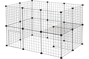 EUGAD rabbit run guinea pig run hamster playpen bunny puppy enclosure exercise fence with door diy black 23 Panels (35x35cm/panel) 107 x 75 x 71 cm 0003WL