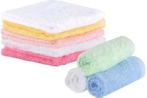 Lanjue 8 Pack Flannel Face Cloth, 10 x 10 inch Soft Bamboo Face Cloth Face Towels Reusable Facial Cleansing Cloths Baby Wash Cloth for Women Kids Adult Spa Sport Beauty Routine