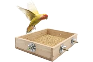 DNOIFNE Vogel Papagei Holz Futterbecher, Natürlicher Holz Papagei Vogel Barsch Ständer, Vogelfutterschale, Wellensittiche, Liebesvögel