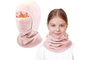 AYPOW Pasamontañas Térmico Niños 4-13 Años, Invierno Multifunción Prueba de Viento Forro Polar Cálido Máscara de Esquí de Ciclismo Sombreros Gorro con Calentador de Cuello, Mascarilla para Niños Niñas