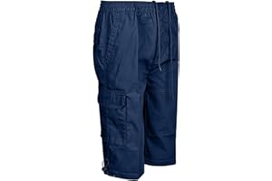 SIANS FASHIONS Mens Cargo Combat Shorts 3/4 Length With Multi Pockets Elasticated Waist Small To 3XL 3 Quarter Shorts