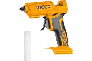 INGCO Pistola per colla a batteria agli ioni di litio da 20 V, batteria e caricabatterie non inclusi, 3 bastoncini di colla (solo corpo) CGGLI2001