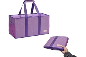 Dongawin Grande borsa per la spesa pieghevole, borsa per il trasporto,cestino per la spesa riutilizzabile,cestino da picnic,contenitore per auto,cestino per il trasporto (55 cm x 28 cm x 28 cm, viola)