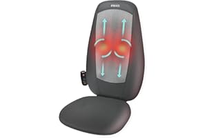 Homedics Siège Massant Shiatsu Dos et Épaules | Fauteuil de Massage Réglable, Relâchez La Tension Musculaire avec 3 Différents Types de Massage, Rouleaux, Vibration, Chaleur Apaisante | Noir