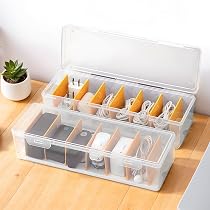 Boîte De Rangement Câbles 2 Pièces - Organisateur Chargeur Avec 20 Serre-Câbles | Design Gris Clair Pratique