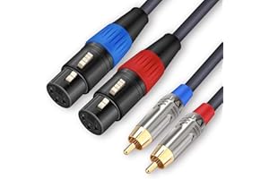 JOLGOO Cavo Doppio XLR a RCA, Cavo Doppio XLR Femmina a Doppio RCA Maschio, Cavo Audio HiFi da 2 XLR Femmina a 2 RCA Maschio, Cavo OFC 4N, per Microfono Mixer Amplificatore, 1 Metro