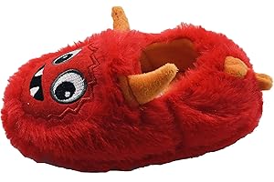 GladRags Boys or Girls Plush 3D Monster Slippers, Blue or Red, Infant Size 5-12