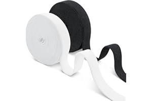 Romon Goma Elastica Costura, Cinta Elastica Costura, dos rollos en blanco y negro de 20mm × 14m Banda Elastica Costura, Manualidades Costura Diy, Cuerda Plana Trenzada, Elástico para Pantalones Ropa