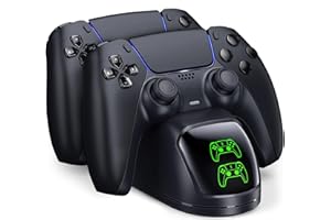 ZRZLMVP PS5 Controller Ladestation für Dualsense Controller - PS5 Zubehör für PlayStation 5 DualSense Controllers, Doppelte Ladestation mit 2 Std Schnellladung, Intelligenter Chip - Schwarz