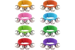8 Pcs Wrist Bells Bracelets, PLULON Percussion Instruments Christmas Band Ankle Jingle Bells Musical Rhythm Toys Christmas Party Decoration Favors