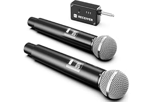 MAILANGSHI Microphone Wireless, Microphone with One-to-One Chip Connection, 40H Duration, 200 FT Distance Receiving, Rechargeable Receiver, Wireless Microphones for Singing, Video Recording, Home Party (Black)