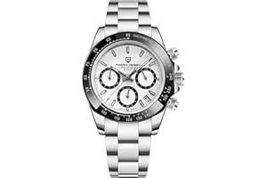 PAGRNE DESIGN Pagani Design Lunette en céramique pour Homme Bracelet en Acier Inoxydable Chronographe étanche 100 m Verre Saphir Montre Automatique pour Homme