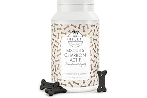 BELLY OUR MUTUAL FRIEND Belly® Biscuits Charbon Actif Chien -400g- 100% Végan - Réduit Gaz Malodorants, Anti Diarrhée Chien - Riche en Fibres, Graisses Végétales, Antioxydants, Vitamines, Minéraux - Activated Charcoal