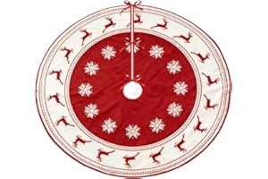 KIUIOM Cubre pie Alfombra de Arbol Navidad,Manta de Árbol Navidad,Falda Navideña,Falda de Árbol Circular con Pegatinas para Decoraciones Navideñas,Fiestas,Festivales,Rojo y Blanco,60 cm