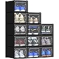 MOHAK Stackable Plastic Shoe Storage Box, Clear Shoe Storage Box, Storage Bind Shoes Container Organizer for Mens Women Shoes Sneakers (Pack Of 6, Multicolor)