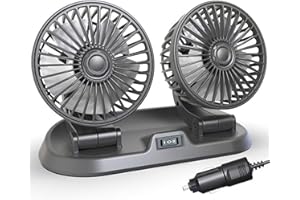 ZEILABANG KAKADI Auto Ventilator,12V Doppelkopf Kopfstütze Autolüfter,Tragbare 360° drehbar Auto Fan Ventilator,2 Geschwindigkeiten Einstellbar Auto Ventilator für Rücksitz,KFZ Lüfter für Lkw Van Suv Rv