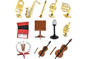 YUNHENTONG Miniature Oggetti Strumento Musicale, 12 Pezzi Accessori Casa Bambole, Mini Accessori Sala da Musica Miniature Casa delle Bambole Accessori per Mini Festival Musicale, Micro Paesaggio Fai-Da-Te
