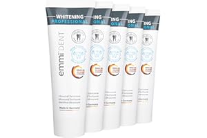 emmi-dent Ultradźwiękowa pasta do zębów "Whitening" I delikatna wybielająca pasta do zębów I idealna do wrażliwych zębów i dziąseł I wegańska I bez dwutlenku tytanu, bez parabenów i bezglutenowej I 5