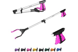 HATAF® 32inches Litter Pickers for Adults, Grabber Stick, Helping Hand Grabbers for Disabled, Foldable Litter Pickers for Children Rotating Head 360 Degree Reaching Aids (32" Pink)