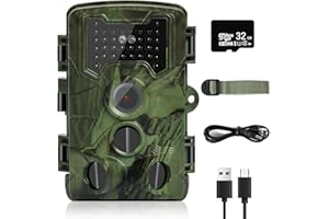 Afaneep Fotocamera Caccia, 16MP 1080P HD Impermeabile Fototrappola Infrarossi Invisibili con 34 IR LED Macchine Fotografiche da Caccia Visione Notturna Fino 20M Trigger 0,2s con Scheda TF 32GB