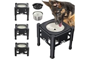 Lewondr Bebedero Perro Antigoteo Grande, 2,5L Cuenco de Agua para Perros Antigoteo con 3 Regulable en Altura Comedero Bebedero Perro Elevado para Medianos Grandes