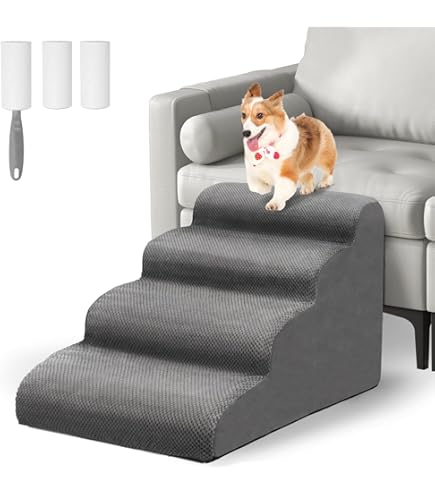 EHEYCIGA Hundetreppe 40cm - 3-stufige Treppe Für Kleine Hunde Mit Waschbarem Bezug