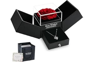 ANBET Rose Eternelle con joyas, collar regalo de San Valentín para mujer, flor eterna, regalo personalizado cumpleaños, regalos para Grand Meres Mamá Hermana Abuelita San Valentín Fete des Grands