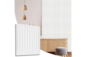 NOVECRAFTO Fluted Line Effect 3D Wall Panels - Pack of 6 Sheets 16.15 sq ft (1.5 sqm) - Decorative Cladding Panel Size 19.6"x19.6" (50x50cm) - PVC Wall Panelling Fluted Line Design in Matte White