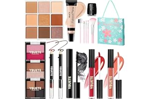 YBUETE Make-up Set für Teenager, Mädchen und Frauen - Tragbares Reise-Kosmetik-Set für Anfänger und Profis mit Foundation, Lidschatten-Palette, Lippenstift, Eyeliner und Mascara