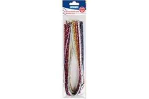 Stylex 46742 Filo di ciniglia con Glitter per Pipa, Pezzi da 50 cm, Assortiti in 10 Colori, Adatto per Fai da Te, Peluche, taglia unica