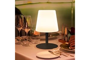 ‎GGNOO GGNOO LED Akku Outdoor Tischlampe led Kabellos Tischleuchte Dimmbar Tragbare warmweißes/warmes gelbes dinner light Für außen garten schlafzimmer camping Wohn und Schlafzimmer Tisch Hotel (Schwarz)