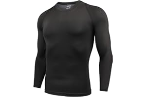AMZSPORT Top de Compresión para Hombre Camiseta Deportiva de Manga Larga Térmica Capa Base para Gimnasio Correr Ciclismo Entrenamiento