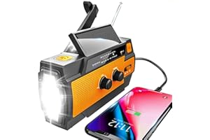 YIKANWEN Solar Radio,AM/FM Kurbelradio Tragbar USB Notfallradio mit 4000mAh Wiederaufladbare Batterie und Handkurbel Dynamo für Camping, Reisen (Orange)