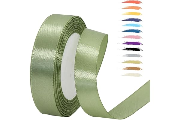 MORAINJAY Salvia grönt band 20 mm satinband rulle tyg tjockt för presentförpackning: 23 m, perfekt för bröllop, blombuketter, tårta, halloween jul högtid gåvor festdekorationer