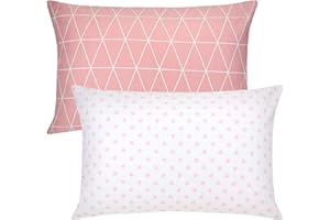 POOCEN Baby Toddler Cot Bed Pillowcases 40cm x 60cm, 2 Pack 100% Soft Cotton Pillow Cover for Boys Girls Bedding, Envelope Style Travel Pillow Case