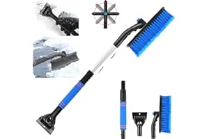 Gxlaihly Rascador de Hielo y Cepillo de Nieve 3 en 1, Cepillo de Nieve para Coche, raspador de Hielo para Coche, Cepillo para Nieve Extensible para AutomóViles (Azul)