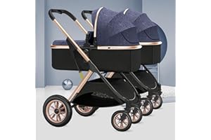 LEIYTFE Cochecito Paraguas Gemelar,Cochecito Infantil Doble,Cochecito Gemelos Side By Side,Silla De Paseo Doble Desmontable Con 2 Asientos Individuales,Cochecito Reversible Paisaje Alto ( Color : Rosso )