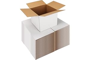 EYMPEU 17,8x17,8x15,3cm Cajas de Carton con Tapa para Envios de Paquete, 40 Pack, Cajitas de Papel Kraft para Regalo o Embalaje, Blanco